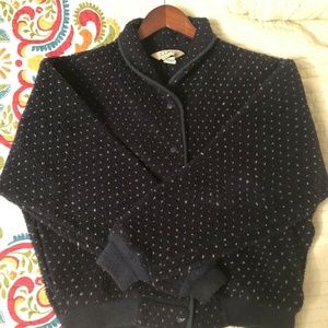 Vtg LL Bean Blue deep Pile Fleece Sherpa jacket L